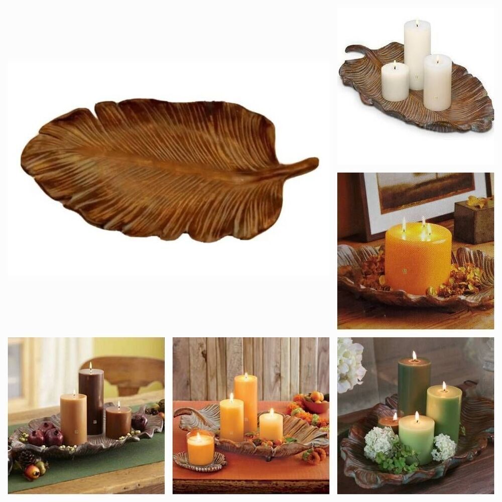 🩵NIB Partylite Brown Leaf Sculpted Pillar Candle Garden Centerpiece - Picture 14 of 15